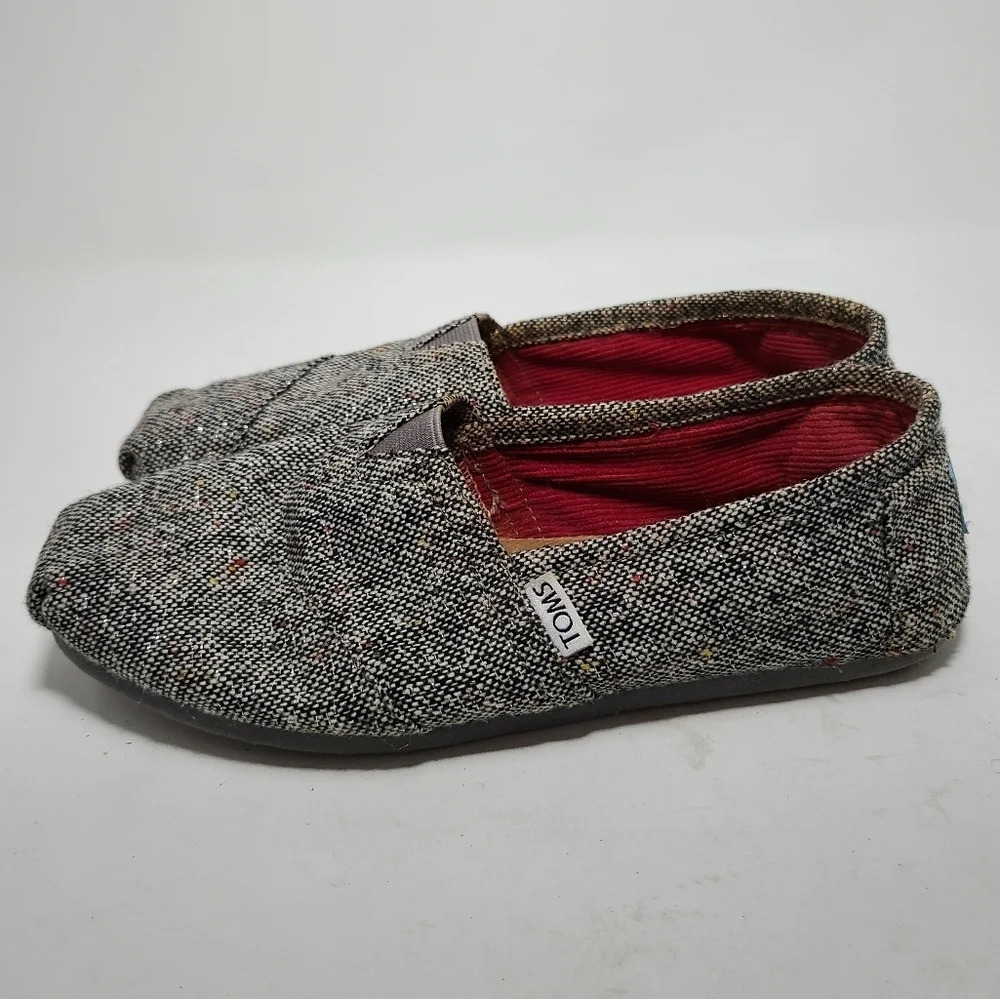 Toms Classic Silver Karsen Tweed Slip-On Shoes 7 - Picture 4 of 7